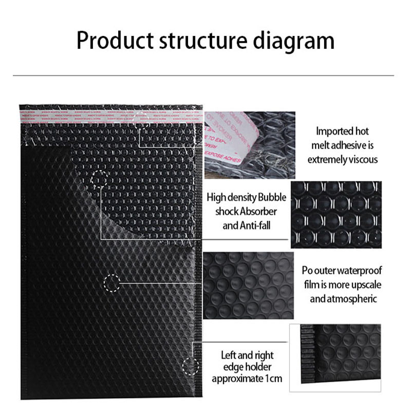 Фабрика на едро по поръчка отпечатана розова цветна пластмасова мехурска пощенска чанта с подплатен плик